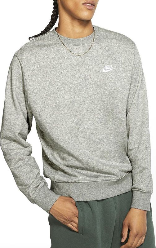 Nike M NSW Club CRW FT Sweatshirt, dk Grey Heather/White, XS heren, dk heidegrijs/wit, XS