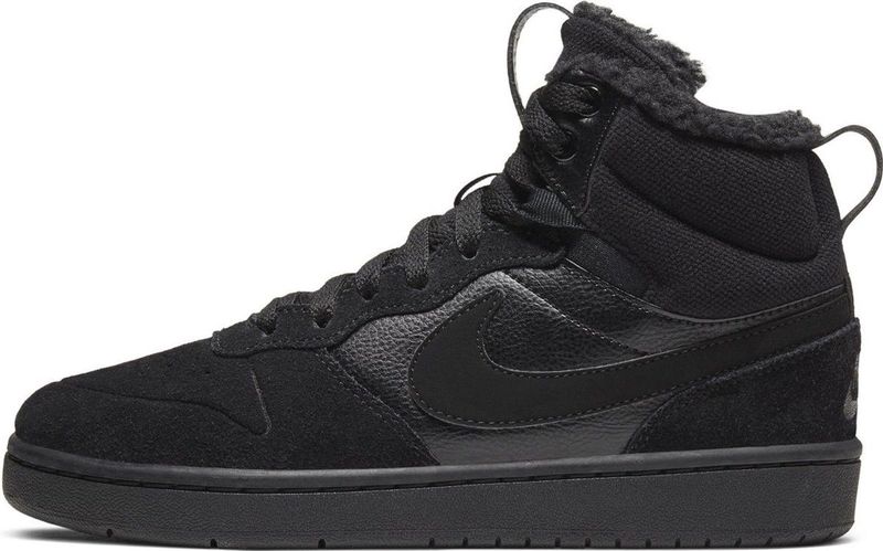 Nike - Court Borough Mid 2 - Sneakers - Zwart - Leer