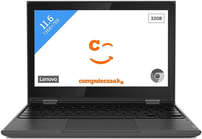 Lenovo 300E MediaTek MT8173C Chromebook 29,5 cm (11.6") Touchscreen HD 4 GB LPDDR3-SDRAM 32 GB eMMC Wi-Fi 5 (802.11ac) ChromeOS Zwart