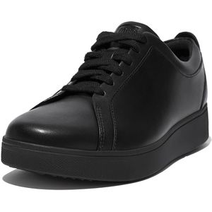 FITFLOP Rally Tennis Sneaker voor dames - Metallic Backtab, zwart (helemaal zwart 090), 38,5 EU