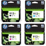 HP 912XL Inktcartridge - 4-Pack - Zwart en Kleur