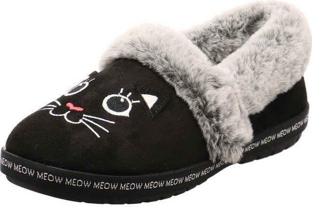 Skechers - Bob's Too Cozy - Pantoffel - Zwart - Textiel - Faux Fur