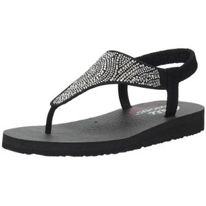 Skechers Meditatie slippers voor dames, Zwarte Mitobuck Rook Strass, 38 EU