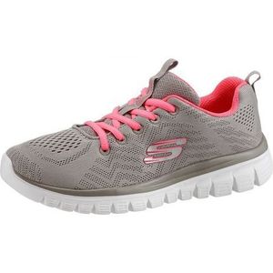 Skechers - Graceful-get Connected - Sneakers - Grijs - Mesh - Koraalrand