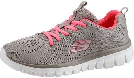 Skechers - Graceful-get Connected - Sneakers - Grijs - Mesh - Koraalrand