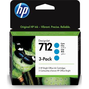 HP 712 / 3ED77A 3-Pack Cyan Ink - Tintenpatrone Cyan