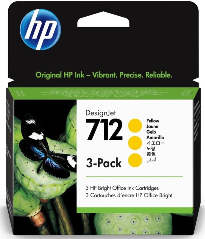 HP Original 712 Druckerpatronen 3er Pack gelb 29ml (3ED79A)