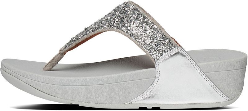 FitFlop - Lulu Shimmerfoil Toe-Thongs - Slippers - Silver - Polyester