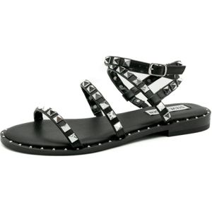 Steve Madden, Schoenen, Dames, Zwart, 41 EU, Leer, Flat Sandalen