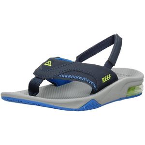 Reef Little Fanning Jongens Slippers - Navy/Lime - Maat 28.29