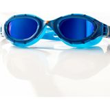Zoggs Predator Flex Titanium Goggles, UV-bescherming, zwembril, snel aanpassen zwembril, mistvrije volwassen zwembrillenzen, volwassenen 3D Flex Ultra Fit, blauw/blauw/spiegelblauw - normale pasvorm