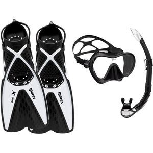 Snorkelset vinnen duikbril snorkel tropical zwart wit