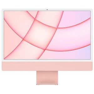 Apple iMac-all-in-one-desktop (2021) met M1-chip: 8 core CPU, 8 core GPU, 24 inch Retina-display, 8 GB RAM, 256 GB SSD-opslag, 1080p FaceTime HD-camera. Werkt met iPhone/iPad; roze