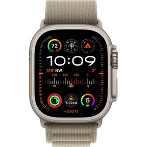Apple Watch Ultra 2 - GPS + Cellular - 49mm - Titanium Case with Olive Alpine Loop - Small