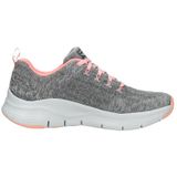 Skechers Dames Arch Fit Sneaker, Grijs gebreide roze trim, 35 EU