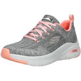 Skechers Dames Arch Fit Sneaker, Grijs gebreide roze trim, 35 EU