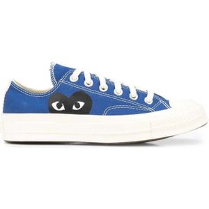 Comme des Garçons, Schoenen, Heren, Blauw, 41 1/2 EU, Katoen, Converse Blauwe Lage Top Samenwerking