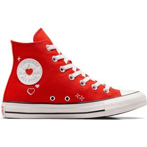 Converse, Rode hoge sneakers met hartjesmotief Rood, Dames, Maat:37 EU