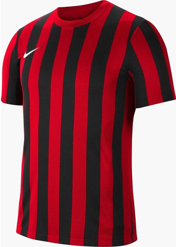 Nike Striped Division IV Shirt Korte Mouw Heren - Rood Zwart