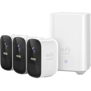 Eufy Cam 2C Draadloze Beveiligingsset - Inclusief Homebase 2 en 3 Camera's - Wit