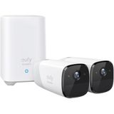 Eufy Cam 2 Pro 2K Draadloze Beveiligingsset - Inclusief Homebase en 2 Camera's - Wit