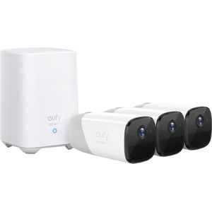 Eufy Cam 2 Pro 2K Draadloze Beveiligingsset - Inclusief Homebase en 3 Camera's - Wit