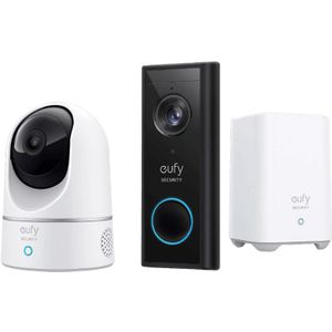 Eufy by Anker 2K Videodeurbel + 2K Beveiligingscamera bundel - Pan & tilt - Voor binnen en buiten - Met Homebase