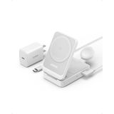Anker - MagGo Fold - 3-in-1 QI2 / MagSafe Draadloos Oplaadstation - Wit