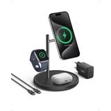 Anker - MagGo 3-in-1 Draadloze Oplader - Wit - Qi2- en Made for Apple Watch Gecertificeerd