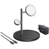 Anker - MagGo 3-in-1 Draadloze Oplader - Wit - Qi2- en Made for Apple Watch Gecertificeerd