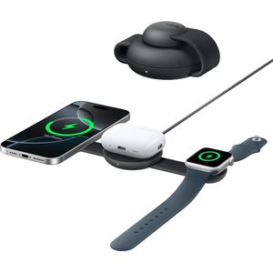 Anker MagGo Wireless Faltbarer Charger mit QI2 (3-in-1) Schwarz 15W 3 in 1