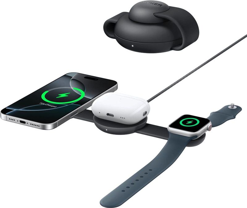 Anker B25M8H11 oplader voor mobiele apparatuur Hoofdtelefoons, Headset, Smartphone, Smartwatch Zwart Draadloos opladen Snel opladen Binnen