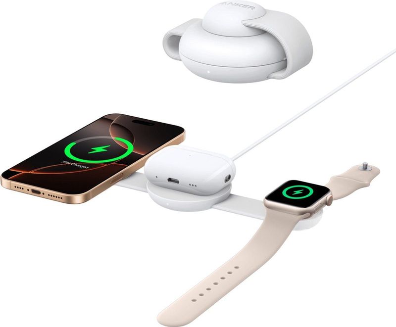 Anker - MagGo 3-in-1 Draadloze Oplader - Wit - 15W