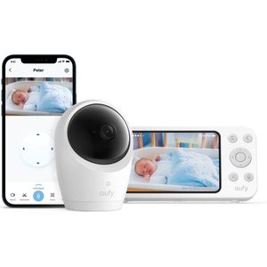 eufy Baby E20 Babyfoon – Baby Monitor – 2K HD Resolutie – App- en Offlinebesturing – Scherp Nachtzicht – 5000mAh Accu – Intelligente Geluids- en Temperatuurmeldingen – Beveiligde Verbinding – Wit