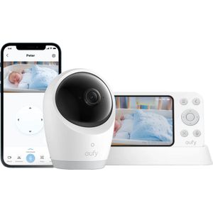 eufy Baby E21 Babyfoon – Baby Monitor – 4K Camera – Hybride Wi-Fi – App- en Monitorbediening – Ultrahelder Nachtzicht – Pan-Tilt – 8× Zoom – Draagbare Camera met Ingebouwde Batterij – ANR – Slimme Waarschuwingen