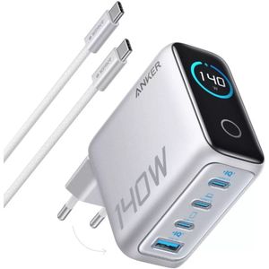 Anker - Zolo (140W) USB-C Laptop Oplader - Zilver - GaN Snellader