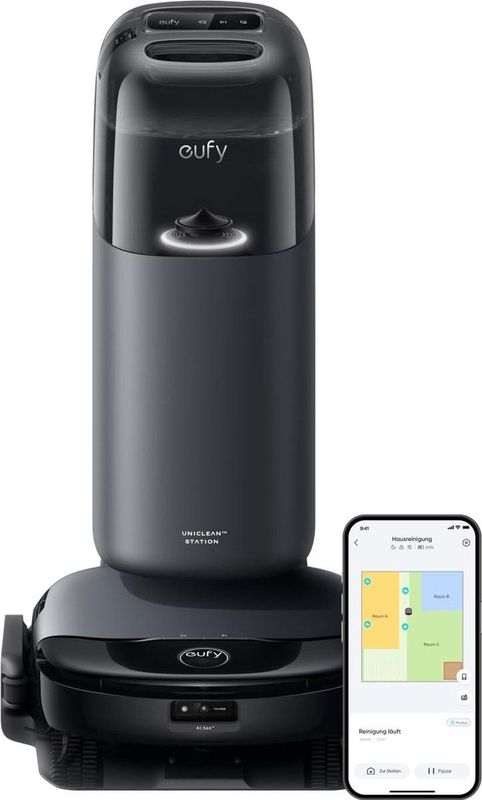 eufy Clean S1 HydroJet Robot Stofzuiger met Moppfunctie, All-in-One Station, Revolutionair Reinigingssysteem, Altijd Schone Mop, Auto Lift Mop, Slimme Obstakeldetectie, voor Huisdierharen.