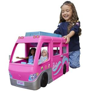 Barbie - Droomcamper Barbie auto - Speelset met Barbie meubels en glijbaan