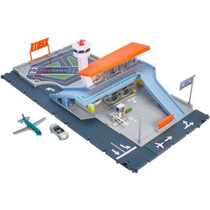 Matchbox HCN34 Luchthavenset met auto en vliegtuig in schaal 1:64, geluiden en bewegende elementen, speelgoed voor kinderen vanaf 3 jaar