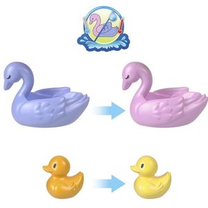 Polly Pocket Poppen en Speelset, Speelgoed met dieren, Bloementuin, compacte speelset met konijnenthema, waterpret en 2 van kleur veranderende onderdelen HKV36