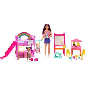 Barbie HND18 Kinderopvangset Skipper eerste jobs met 3 poppen, meubels en meer dan 15 thematische accessoires, kinderspeelgoed, vanaf 3 jaar