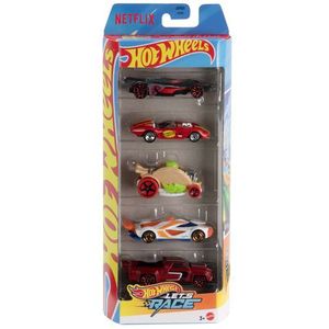 Hot Wheels Speelgoedauto's, Set van 5 Metalen Auto's uit de Animatieserie voor Kinderen Let's Race op Netflix, Schaal 1:64, JDR20