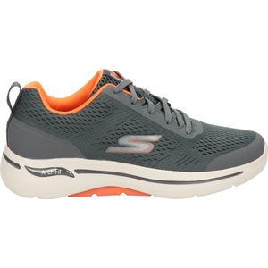 Skechers Go Walk Arch Fit Idyllic Sneaker heren, Houtskool Textiel Synthetische Oranje Trim, 44.5 EU