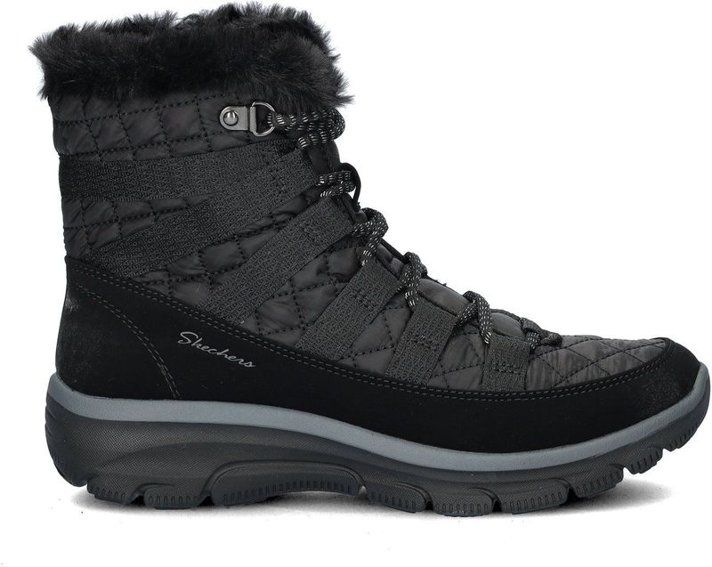 Skechers - Easy Going - Veterboots - Zwart - Gewatteerd Nylon - Imitatieleer