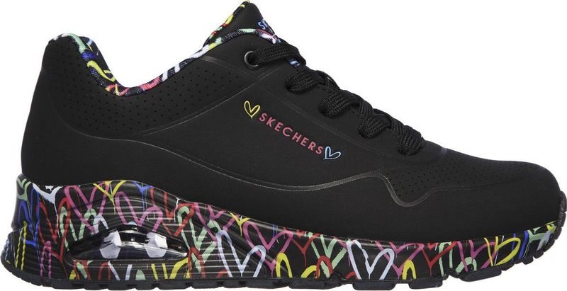 Skechers UNO-LOVING LOVE Wedgesneaker Freizeitschuh, Halbschuh, Schnürschuh mit coolem Graffiti-Print