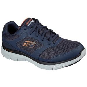 Skechers Flex Advantage 4.0 Sneaker voor heren, Navy lederen mesh pu trim, 41 EU