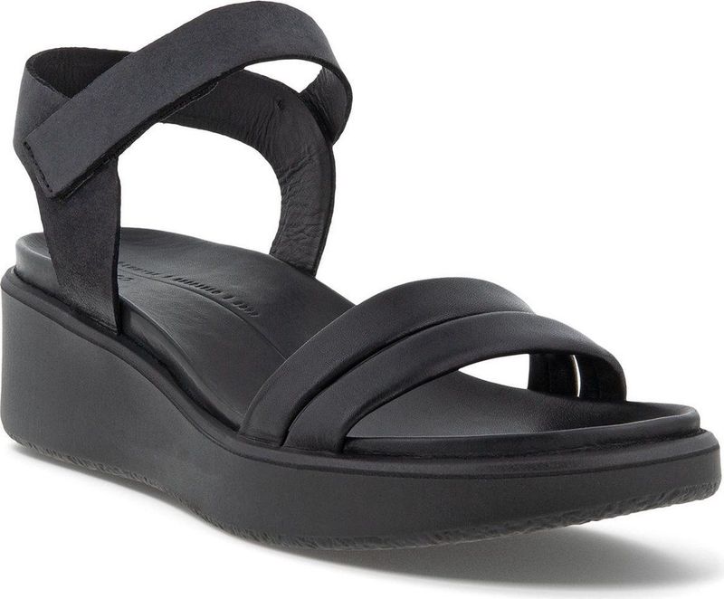 Ecco Flowt Wedge sandalen met sleehak zwart