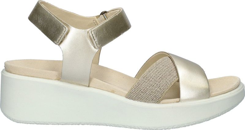 ECCO - Women Flowt Wedge Lx W Cross Strap - Slipper - Pure White Gold - Leer