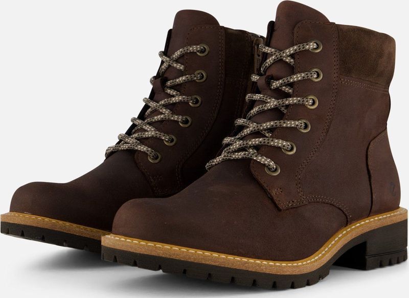 Ecco - Elaina - Veterboots - Donkerbruin - Leer - Synthetische Voering