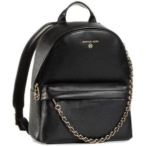 Michael Kors, Zwarte Gehamerde Leren Rugzak Zwart, Dames, Maat:ONE Size